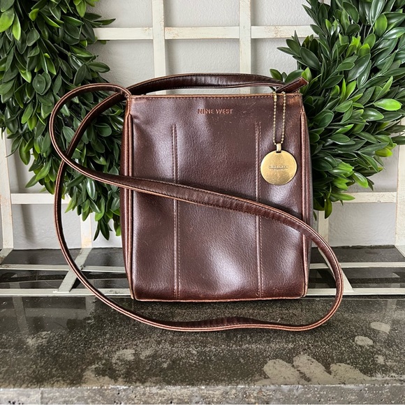 Nine West Handbags - Nine West | Vintage 90s | Brown Leather Crossbody Bag
